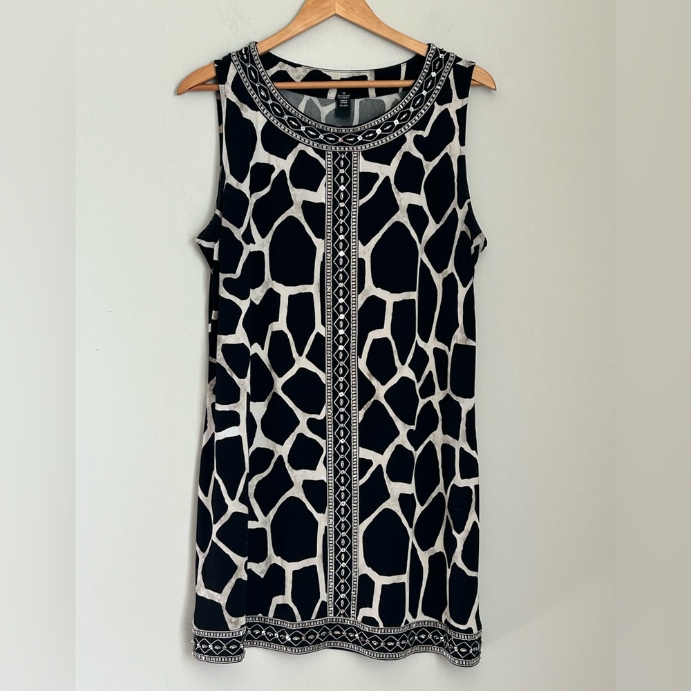 Alfani XL Black & Ivory Sleeveless Shift Dress - Picture 1 of 7